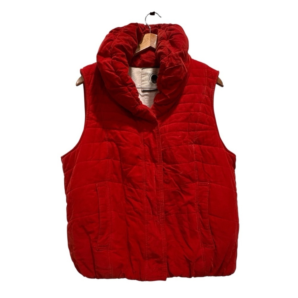Daughters of the Liberation Woman’s Vest Velvet Zip Snap Up Pockets Puffer Sz L - Picture 1 of 7
